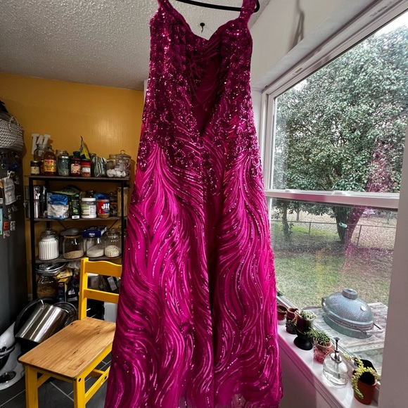 Clarisse Fuchsia Sequin Prom Dress - Picture 10 of 15